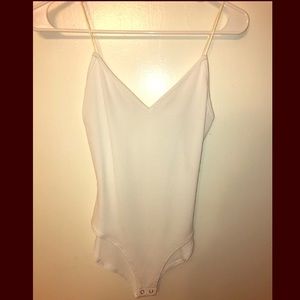 White v-neck body suit